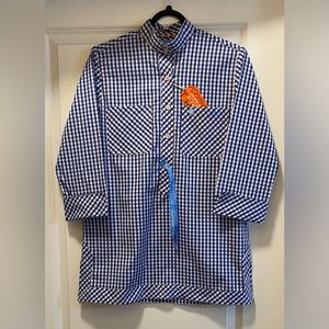 NWT PENNINGTON\BAILES MANDARIN COLLAR 3/4 SLEEVE TUNIC IN BLUE/WHITE GINGHAM